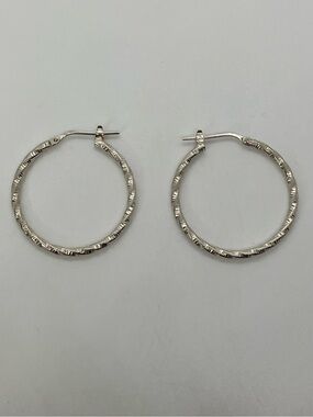 Vtg 925 Sterling Silver Glitter Sparkle Twist Hoops Hoop Earrings 30mm